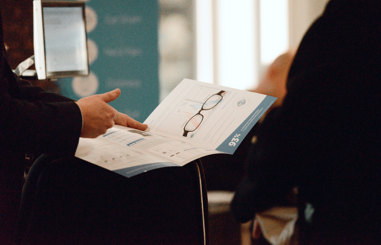 Eyewear brochure meeting for practice education and support